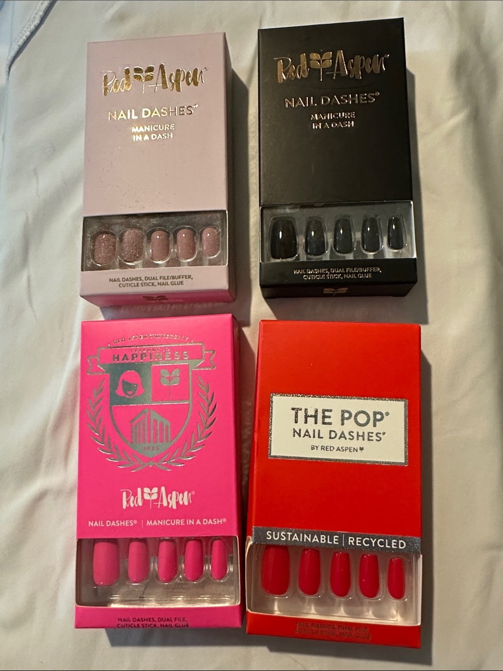 Red Aspen Nail Dashes Press-On Nails — Pink and Black Sets